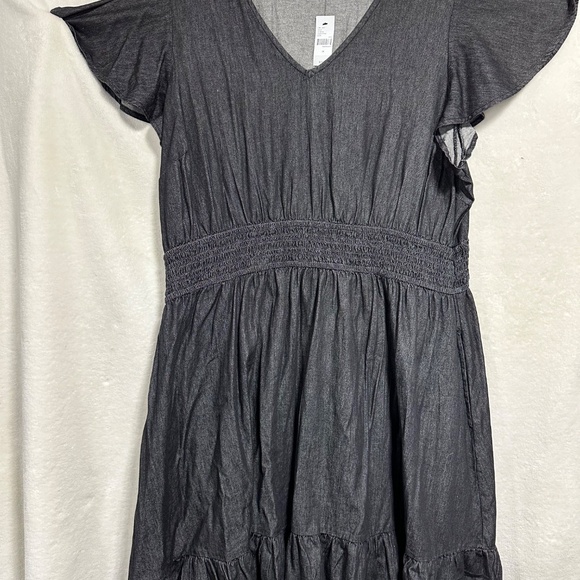 Lane Bryant Women's 3X Dress Black Smocked-Waist Flutter Sleeve w/Pockets - Picture 6 of 12